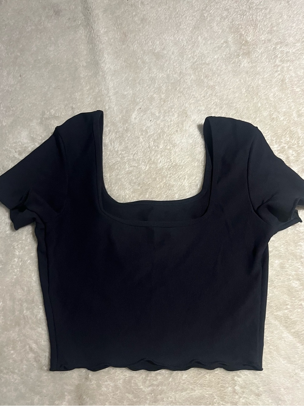 Black Square Neck Ribbed Crop Top